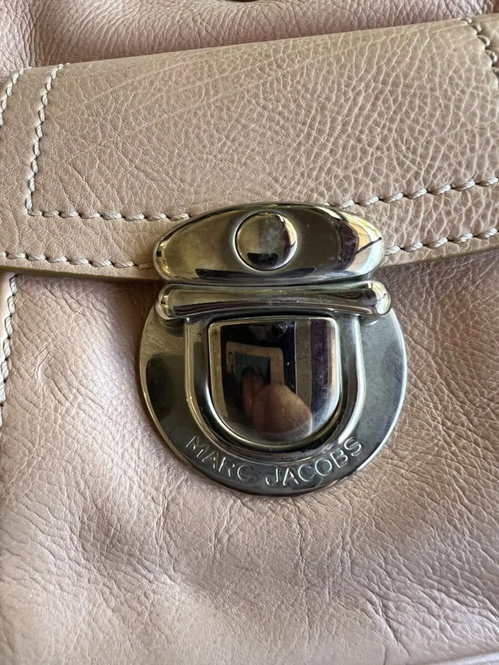 Marc Jacobs Collection Blush Leather Satchel Silver Push Lock Made in Italy